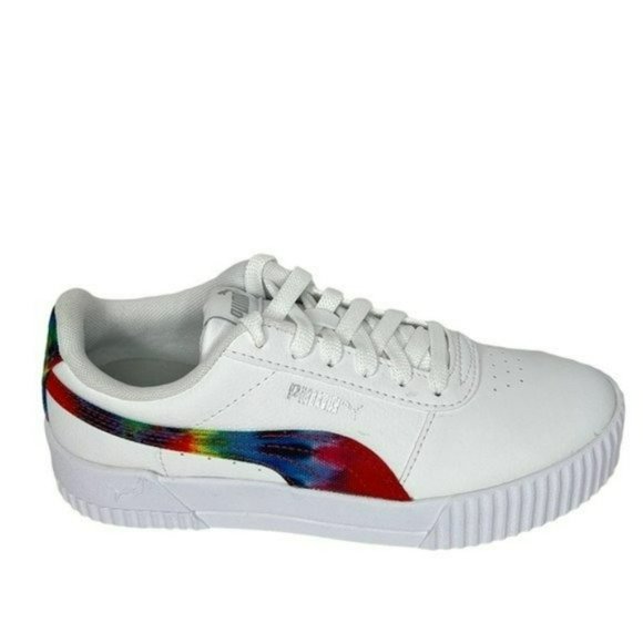 Puma White Carina Tie Dye Big Kids Soft Foam Athletic Shoes Junior Size 4C - Picture 4 of 14